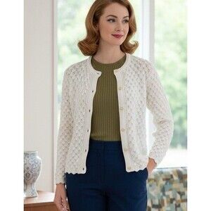 Vintage 60’s Women’s MCM Textured Pearl Cardigan L/XL Cottagecore Modest